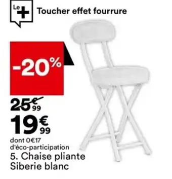 BUT Chaise Pliante Siberie Blanc offre