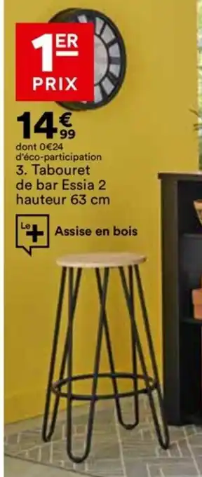 BUT Tabouret de Bar Essia 2 Hauteur 63 cm offre
