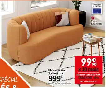 Conforama Canape Fixe 3 Places Lua offre