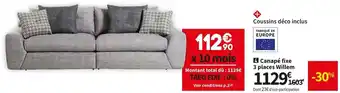 Conforama Canapé Fixe 3 Places Willem offre