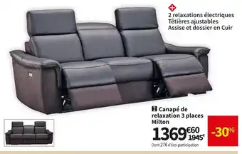 Conforama Canapé De Relaxation 3 Places Milton offre