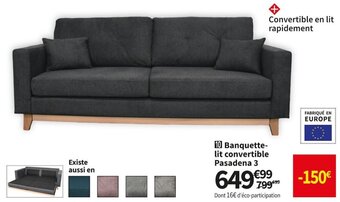 Conforama Banquette-Lit Convertible Pasadena 3 offre