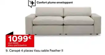BUT Canapé 4 Places Tissu Sable Feather II offre