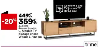 BUT Meuble TV Placage Chêne Woods L. 180 cm offre