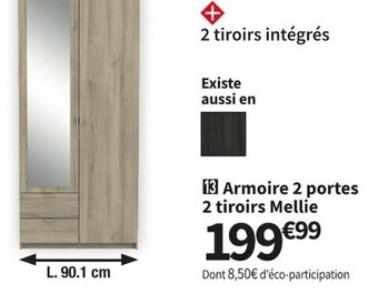 Conforama Armoire 2 Portes 2 Tiroirs Mellie offre