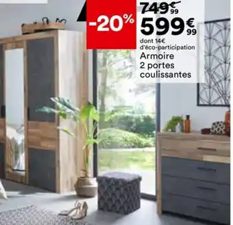 BUT Armoire 2 Portes Coulissantes offre