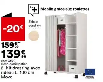 BUT Kit Dressing Avec Rideau L. 100 cm Move offre