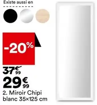 BUT Miroir Chipi Blanc 35x125 cm offre