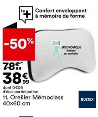 BUT Oreiller Mémoclass 40x60 cm offre