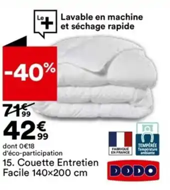 BUT Couette Entretien Facile 140x200 cm offre