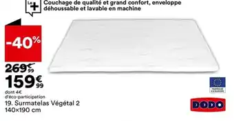 BUT Surmatelas Végétal 2 140x190cm offre