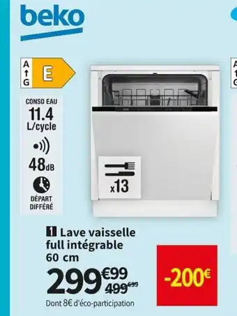 Lave Vaisselle Full Intègrable 60cm
