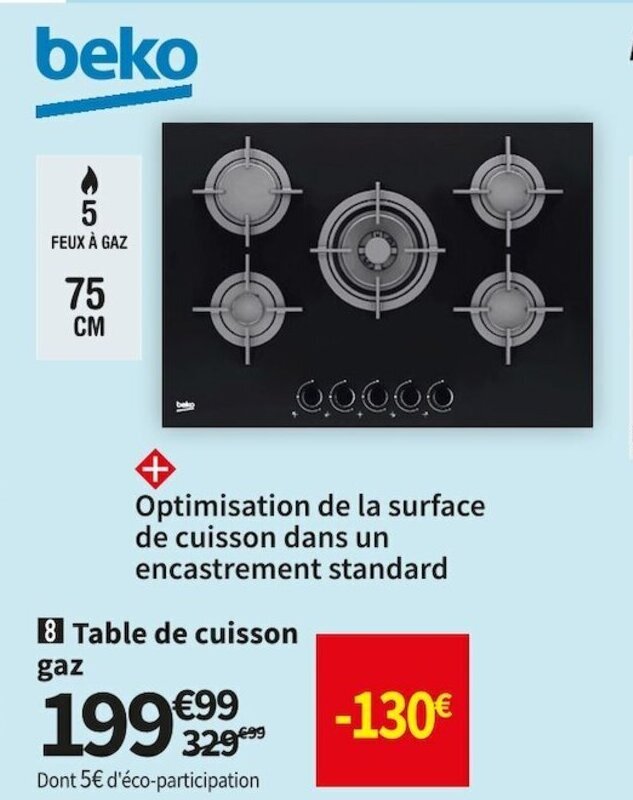 Promo Table de Cuisson Gaz chez Conforama