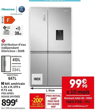 Conforama Réf. Américain L.91 x H.179 x P.73cm offre