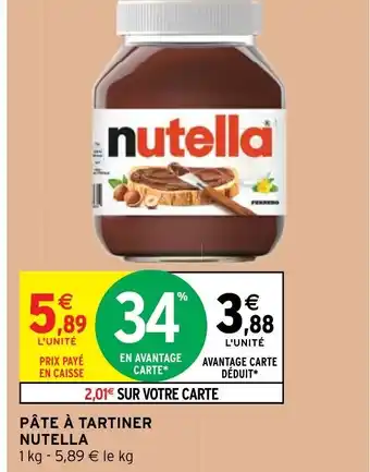 Intermarché Hyper Pâte à Tartiner Nutella offre