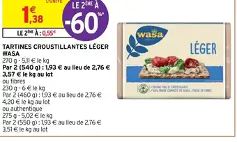Intermarché Hyper Tartines Croustillantes Léger Wasa offre