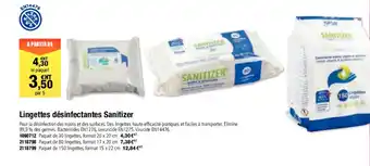 Plein ciel Lingettes désinfectantes sanitizer offre