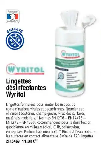 Lingettes désinfectantes WYRITOL