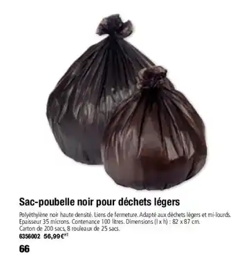 Sac-poubelle noir pour déchets légers