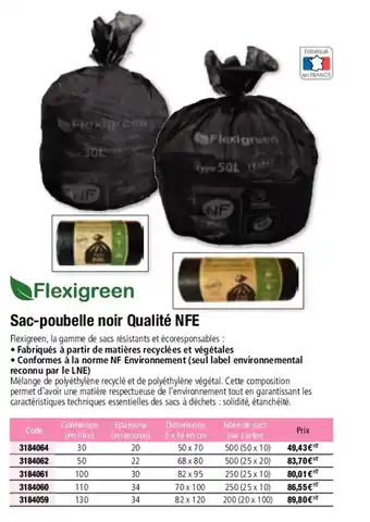 Plein ciel Sac-poubelle noir qualité NFE offre