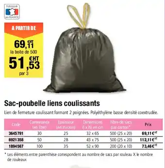 Sac-poubelle liens coulissants