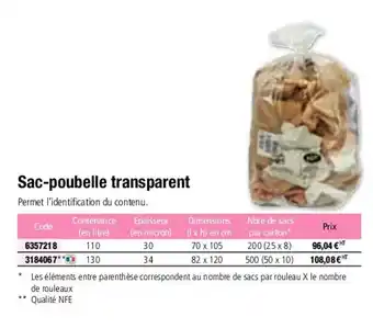 Plein ciel Sac-poubelle transparent offre