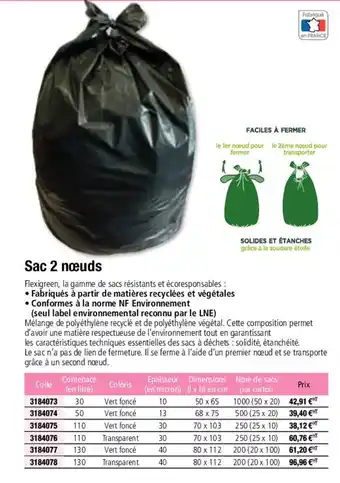 Plein ciel Sac 2 nœuds offre