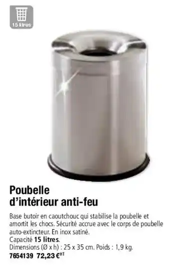 Plein ciel Poubelle d'intérieur anti-feu offre