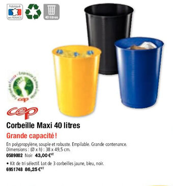 Plein ciel Corbeille maxi 40 litres offre