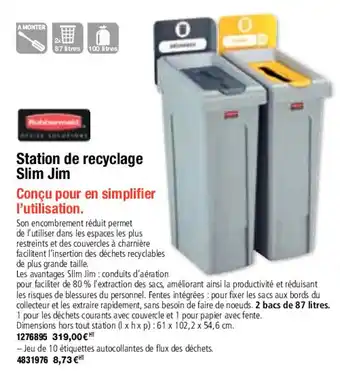 Station de recyclage slim jim