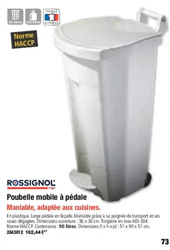 Plein ciel Poubelle mobile à pédale offre