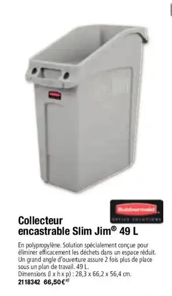 Collecteur encastrable slim jim 49 L