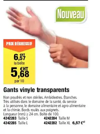 Gants vinyle transparents