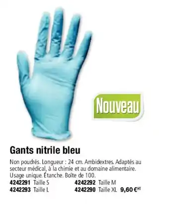 Gants nitrile bleu