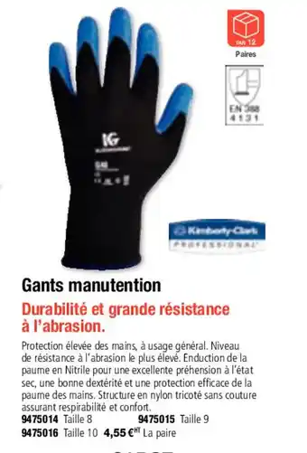 Gants manutention