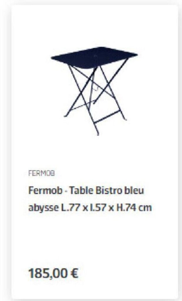Promo Fermob Table Bistro Bleu Abysse chez Jardiland