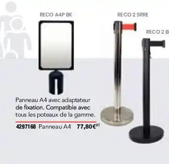 Panneau A4 avec adaptateur de fixation