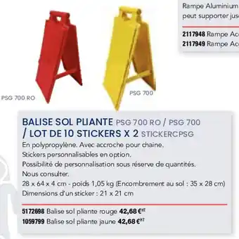 Plein ciel Balise sol pliante / lot de 10 stickers X2 offre