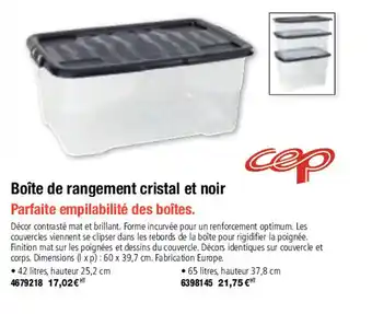 Boîte de rangement cristal et noir
