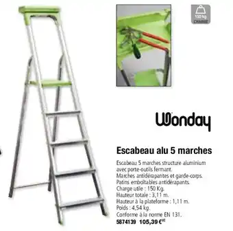 Plein ciel Escabeau alu 5 marches offre