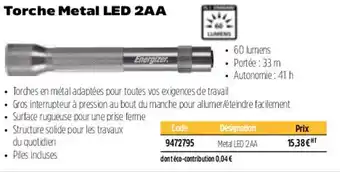Plein ciel Torche metal LED 2AA offre