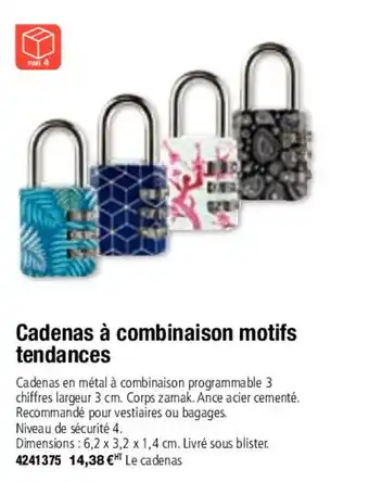 Plein ciel Cadenas à combinaison motifs tendances offre