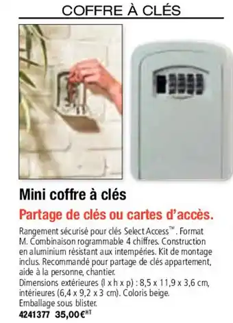 Plein ciel Mini coffre à clés offre