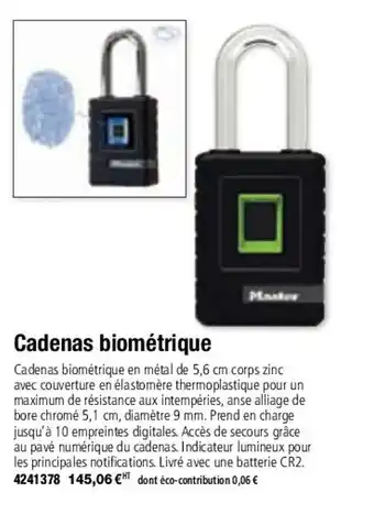 Plein ciel Cadenas biométrique offre