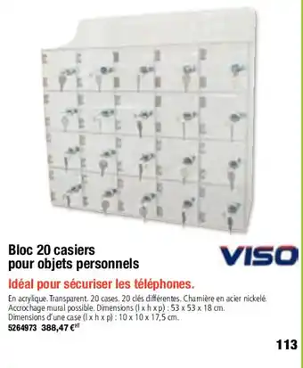 Plein ciel Bloc 20 casiers pour objets personnels offre