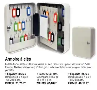 Plein ciel Armoire à clés offre