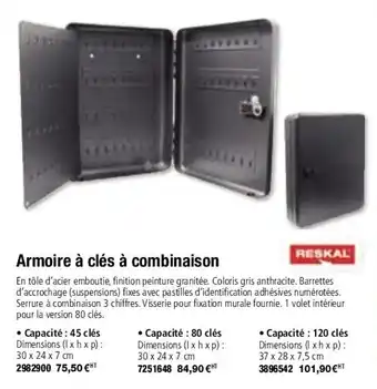 Plein ciel Armoire à clés à combinaison offre