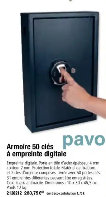 Plein ciel Armoire 50 clés à empreinte digitale offre