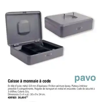 Plein ciel Caisse à monnaie à code offre