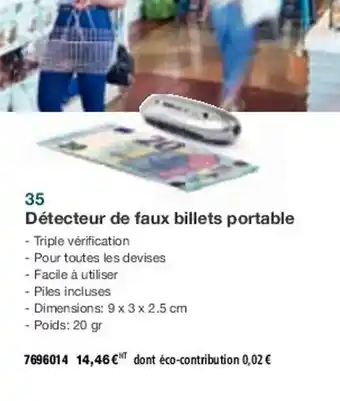 Détecteur de faux billets portable